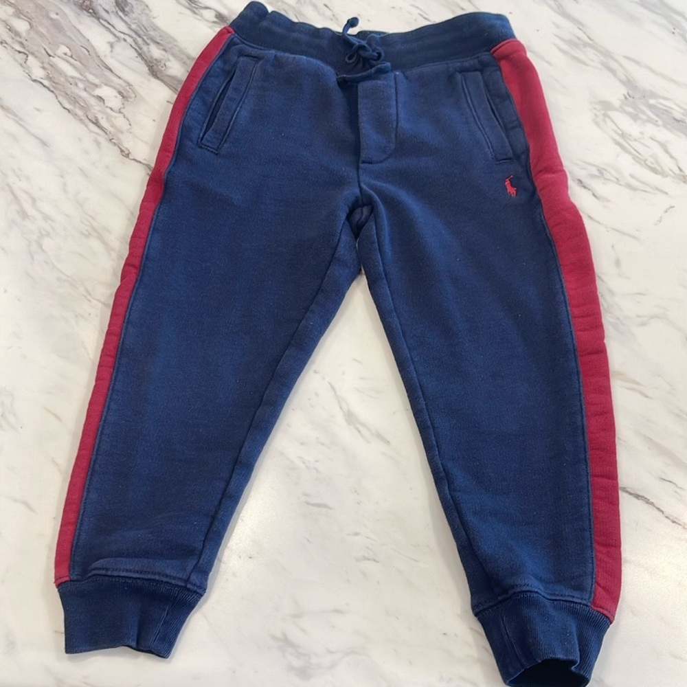 Polo by Ralph Lauren Kids Navy and Red Athletic Joggers with Elastic Cuffs - Picture 4 of 4